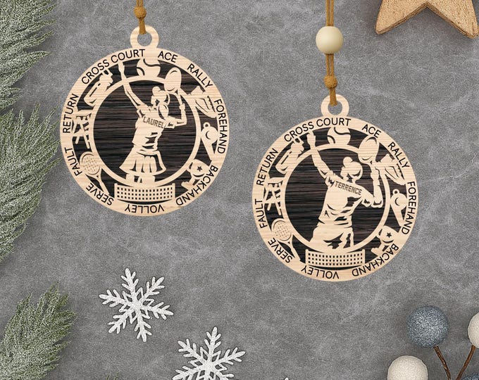 Personalized Tennis Christmas Ornament – Male & Female Player Sports Ornament