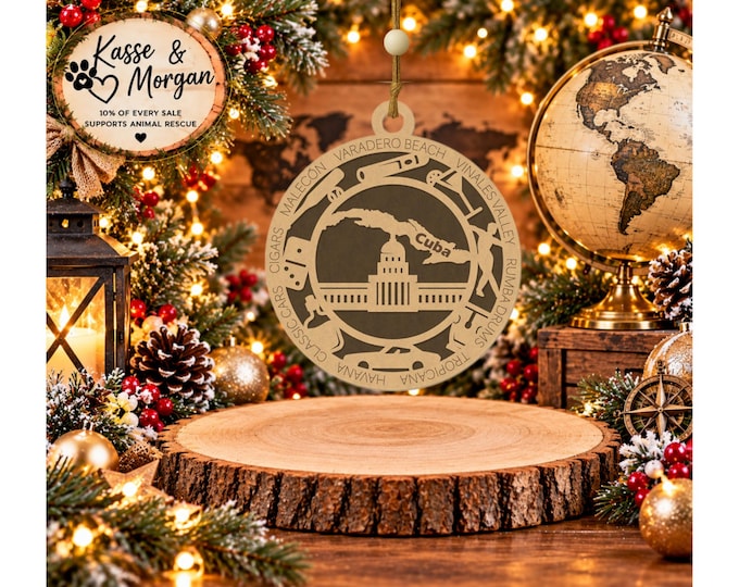 Personalized Cuba Ornament, Cuba Christmas Ornament, Cuban Gift, Cuba Keepsake, Custom Country Ornament