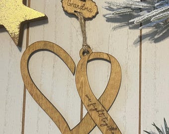 Personalized Wooden Cancer Awareness Ornament – “We Fight Together” Heart & Ribbon Keepsake