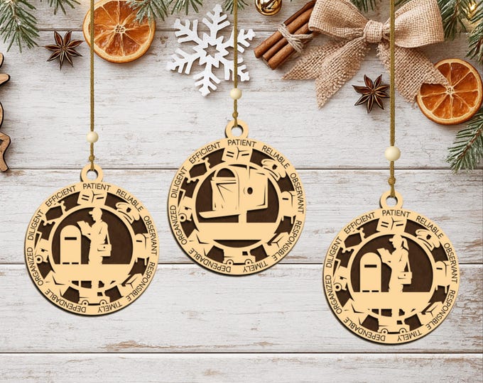 Personalized Postal Worker Ornament, Handcrafted Wood Keepsake, Mail Carrier Gift