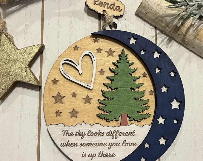 Personalized Memorial Ornament: Moon & Tree Remembrance Gift