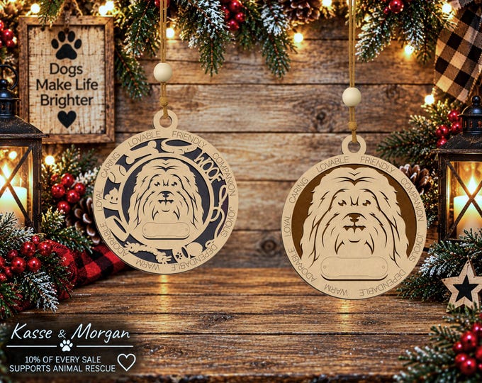 Personalized Havanese Dog Ornament, Custom Wooden Pet Gift, Christmas Keepsake