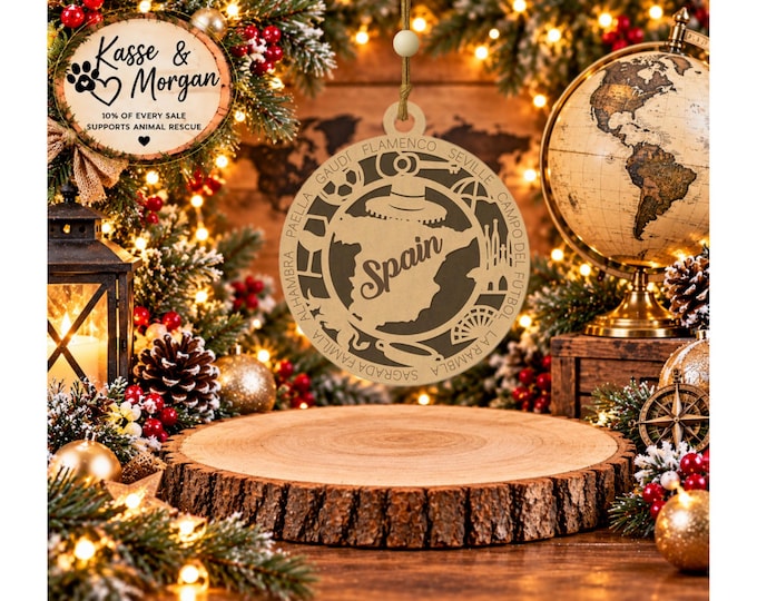 Personalized Spain Ornament, Spain Christmas Ornament, Spanish Gift, Spain Keepsake, Custom Country Ornament