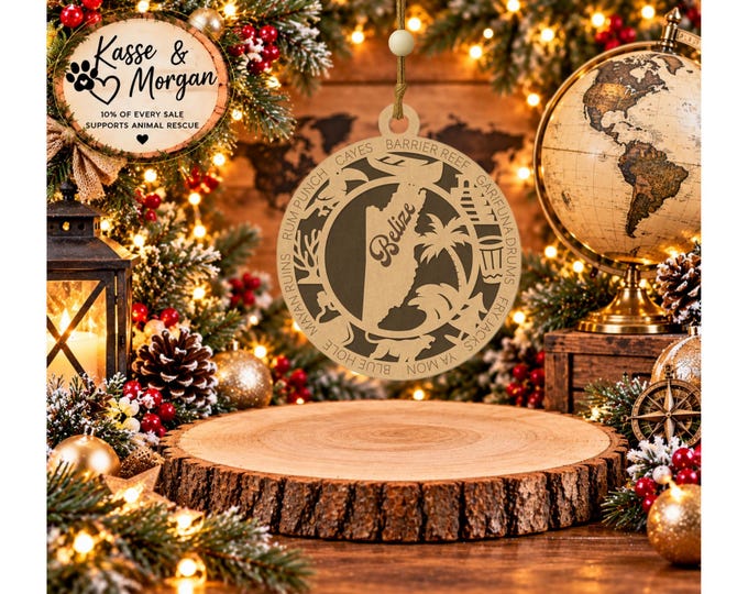 Personalized Belize Ornament, Belize Christmas Ornament, Belize Gift, Belize Keepsake, Custom Country Ornament