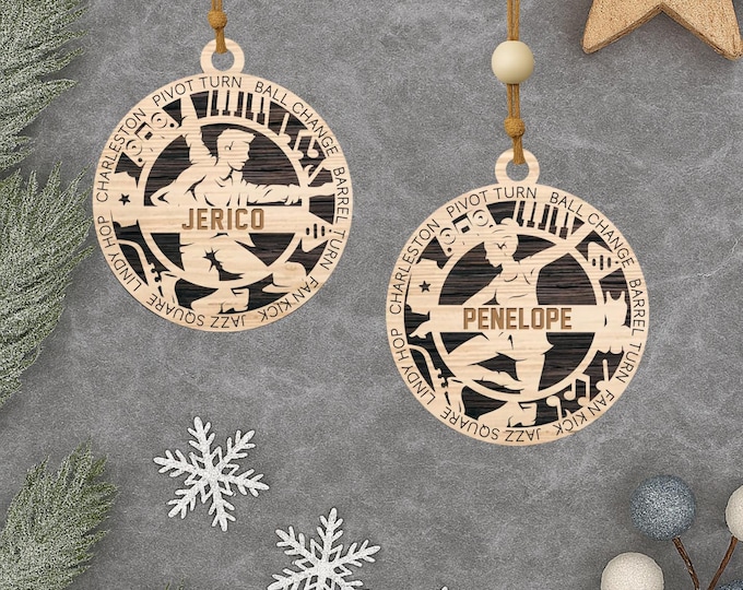 Personalized Jazz Dancer Ornament: Engraved Wood Dance Team Keepsake
