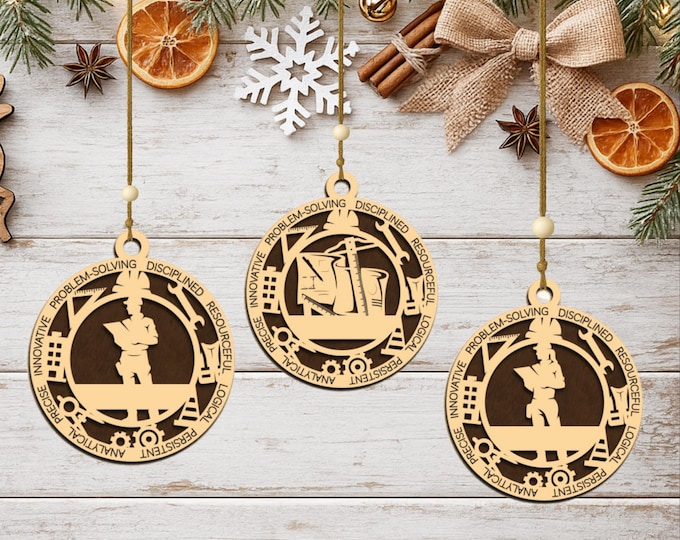 Personalized Engineer Ornament, Handcrafted Wood Keepsake