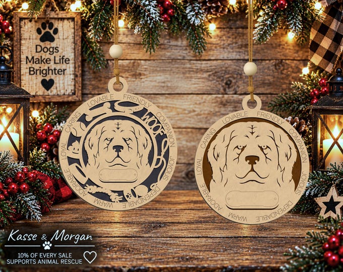 Personalized Newfoundland Dog Ornament, Custom Newfie Gift, Handcrafted Wood Pet Keepsake