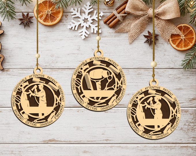 Personalized Hairdresser Ornament, Handcrafted Wood Keepsake, Salon Gift