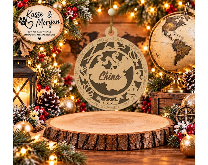 Personalized China Ornament, China Christmas Ornament, Chinese Gift, China Keepsake, Custom Country Ornament