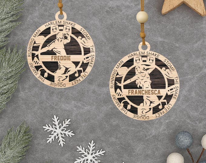 Personalized Hip Hop Dancer Ornament: Custom Engraved Wood Gift