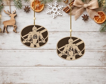Personalized Hockey Ornament • Spotlight Player Design • Custom Name & Number • Male or Female