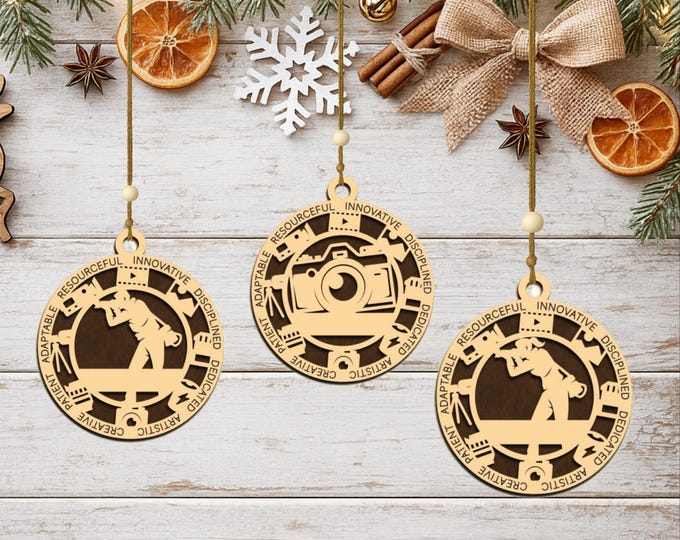 Personalized Photographer Ornament, Handcrafted Wood Keepsake, Photography Custom Keepsake