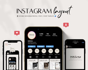 Editable Instagram Profile Template | Instagram Post Layout | Profile Layout | Instagram Story | Instagram Mockup |