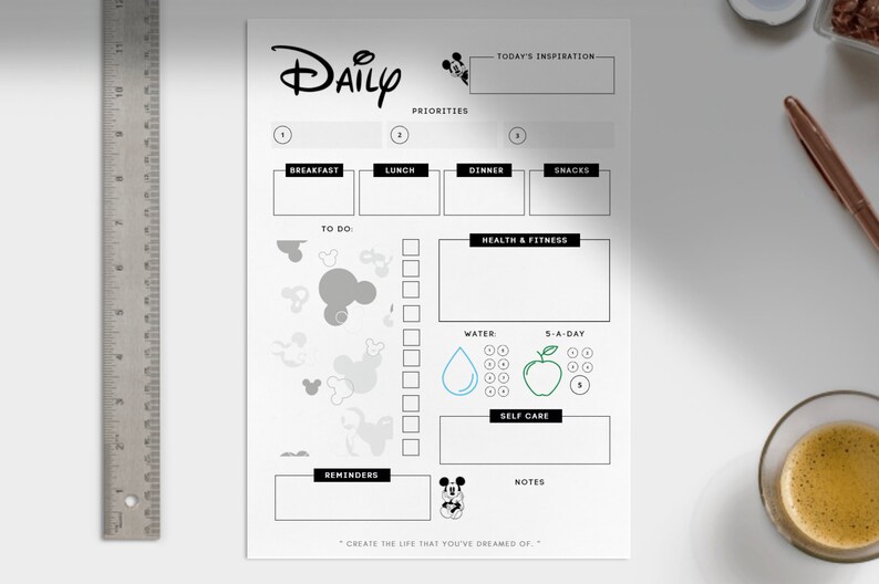 DISNEY Daily Weekly Planner Disney Style Daily Planner | Etsy