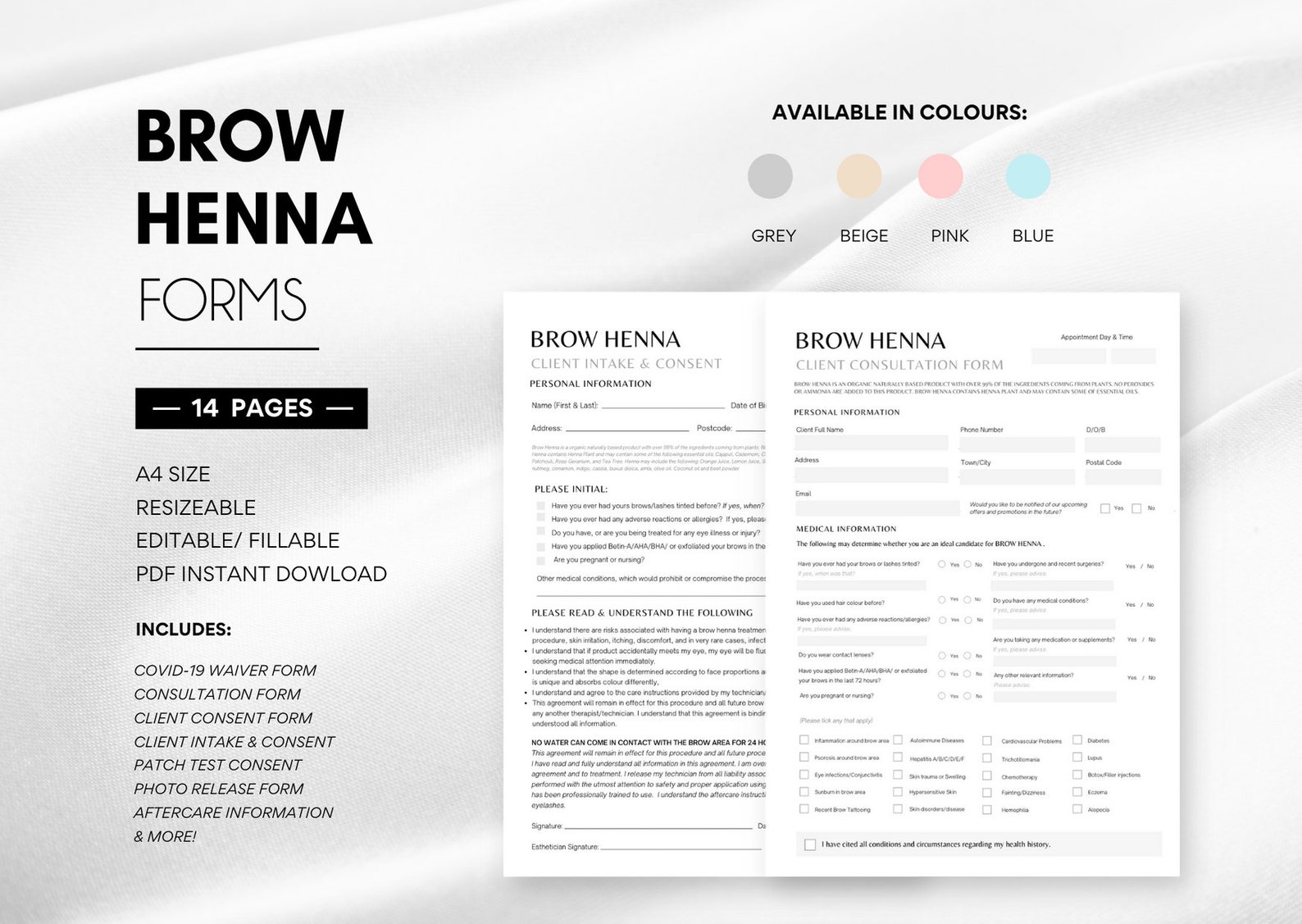 Brow Henna Consultation Forms Brow Client Intake Forms | Etsy