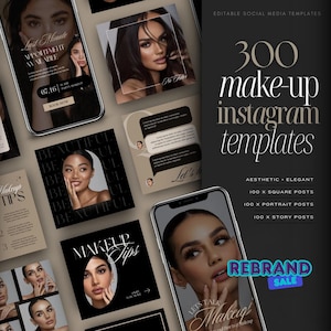 RB SALE* MUA Instagram Templates • Make Up Artist Post + Story • Luxury Make Up Artist Templates • Social Media Templates • Canva Template