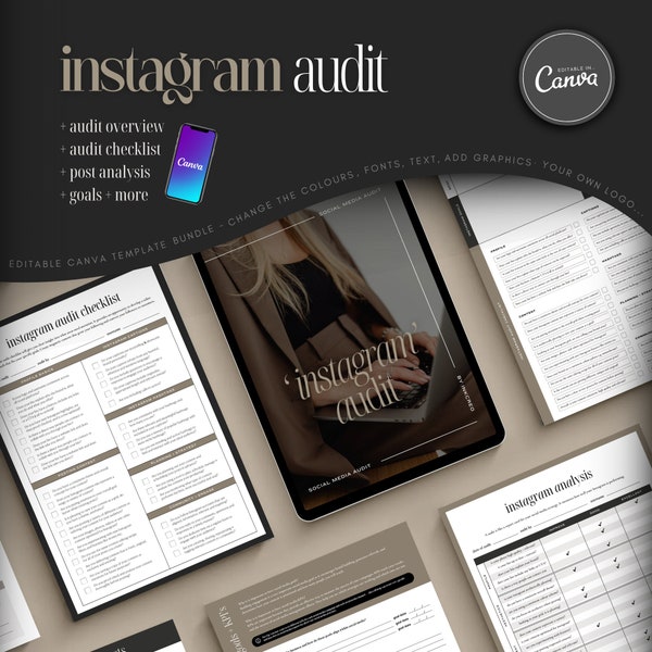 Editable Instagram Audit Template • Social Media Audit • Instagram Strategy • Audit Your Instagram • Social Media Strategy • CANVA •
