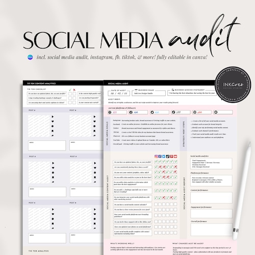 Social Media Audit Template Social Analytics Canva Editable Etsy Canada