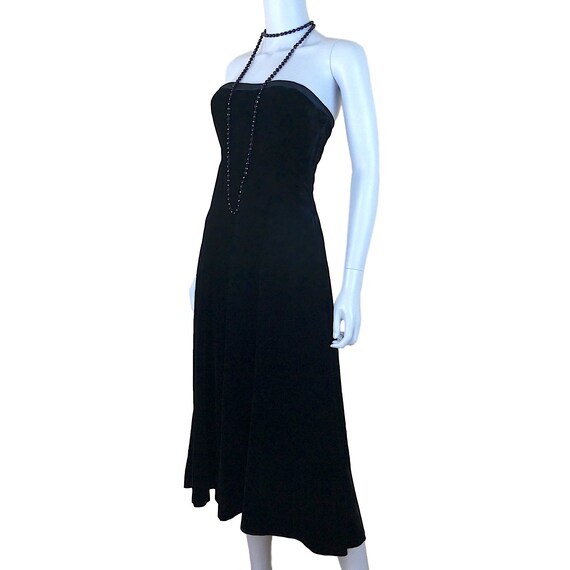 Vintage 1940s/1950s Strapless Black Velvet Evenin… - image 3
