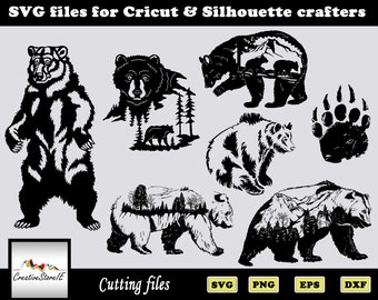 Download Art Collectibles Clip Art Cricut Cut File Bear Silhouette Bear Png Bear Clipart Floral Design Tribal Bear Svg Dxf Eps Iroquois Native American Designs