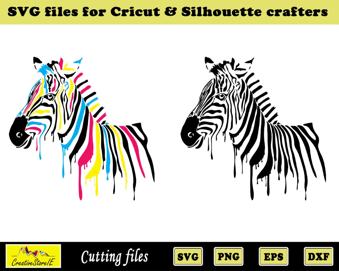 Zebra Svg, Rainbow Zebra, Dripping Paint Safari Zebra, Svg Files for