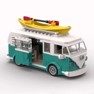 Volkswagen VW Style T1 BUS 1963 Camper Van furgon truck SCALE model Bricks blocks for assembly Kids children Toys Gift image 1