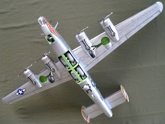 UC B-24 Liberator 73" Bomber 5/8"=1' Scale 2-4 Engines Model Airplane Plans 