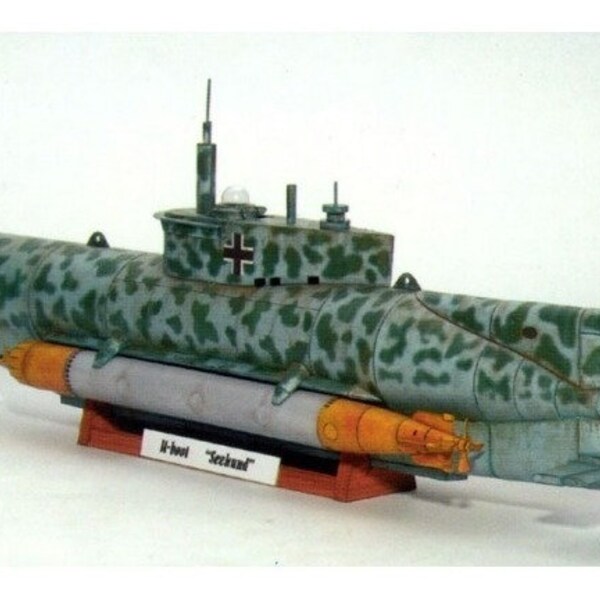 German Mini Submarine U-Boot Seehund PaperCraft Paper Color Model Plans & instructions files for print, cut and assembly 1:25