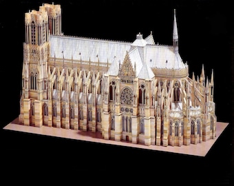 Basilique de la Cathédrale de Reims PaperCraft Paper Color Model Plans et fichiers d'instructions pour l'impression, la découpe et l'assemblage