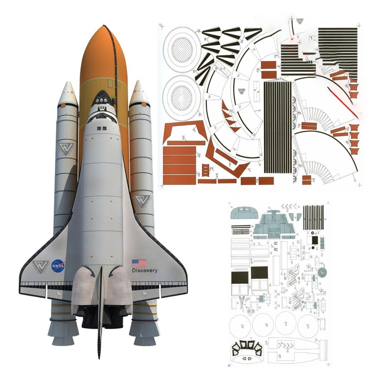 Papercraft, 3D Model Space Ship, Paper Space Rocket, Digital File Plans
