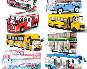 City Bus + Bus Station center Building Kit Blocks Bricks puzzle Play Toys Gift For Children Boys & Girls