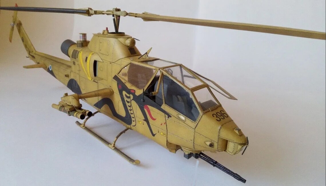 Bell AH1 Cobra Attack Helicopter PaperCraft Paper Color Model Etsy