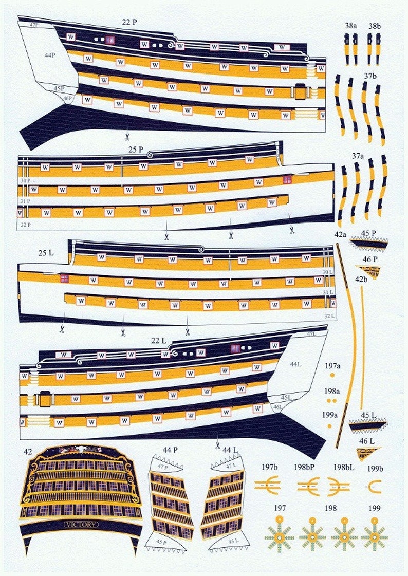 HMS Victory BattleShip PaperCraft Color Model Plans & Etsy
