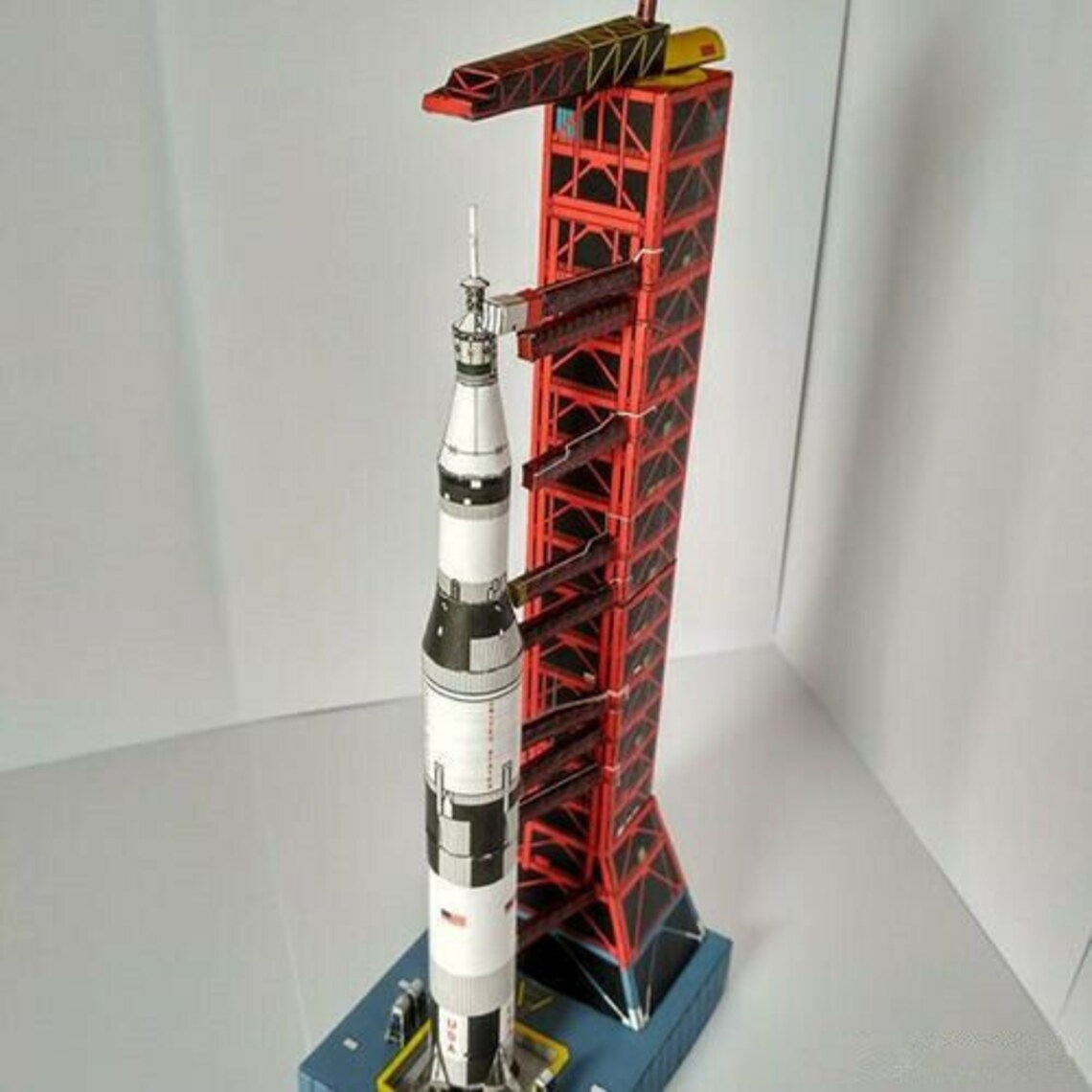Saturn V Space Rocket and Platform PaperCraft Paper Color Etsy
