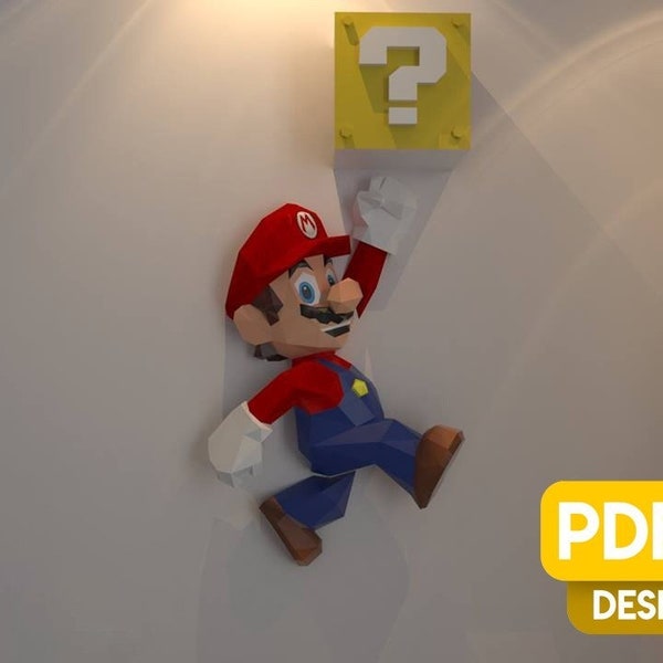 Mario Bros PaperCraft, 3D paper model, paper craft, wall decoration, home decor, digital file plans, Diy paper model