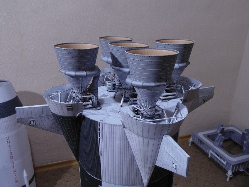 Saturn V Space Rocket 3D Paper Model Papercraft Color Plans & Etsy