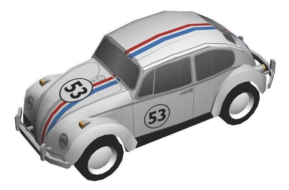 Volkswagen Car Beetle Herbie Papercraft Paper Color Model Plans ...