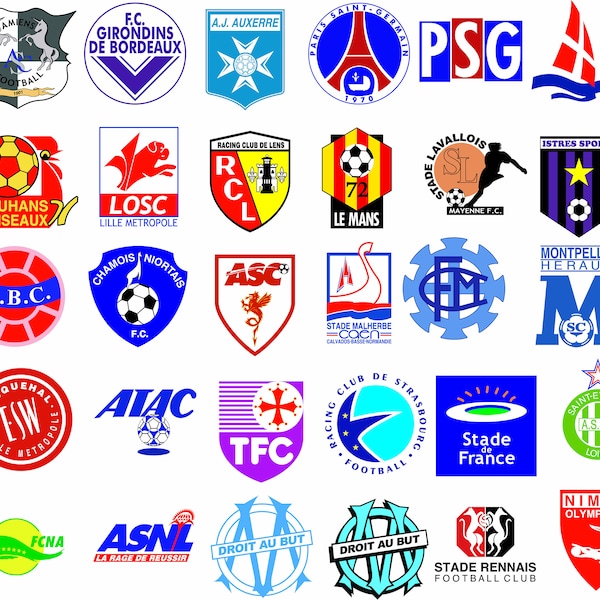 Logos des équipes de football de France CDR / SVG/ PDF / Dxf/ Jpg Plans de fichiers vectoriels à téléchargement instantané haute résolution, dessin de modèle cnc