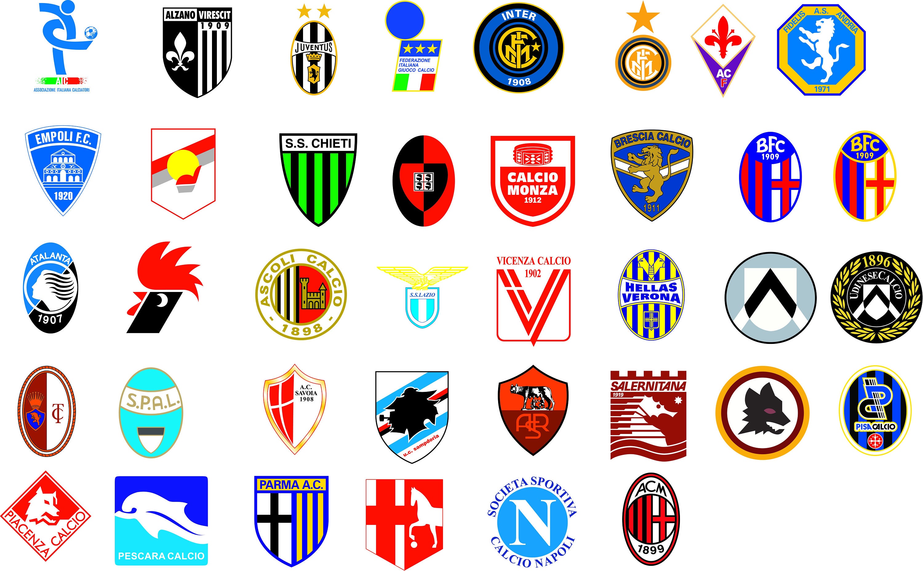 Italien Fußball Fußball Teams Logos CDR / SVG / PDF / Dxf / - Etsy Schweiz