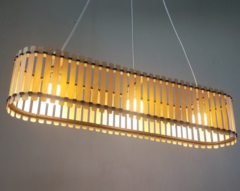 Moderne rustikale dekorative Deckenlampe aus Holz, Kronleuchter Beleuchtung in verschiedenen Größen erhältlich, Pendellampenschirm, Wohnzimmerlampe
