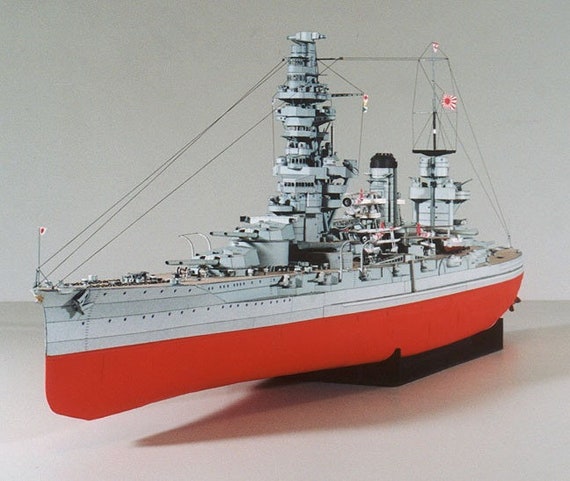 IJN Fuso Japanese Battleship Papercraft Paper Color Model | Etsy