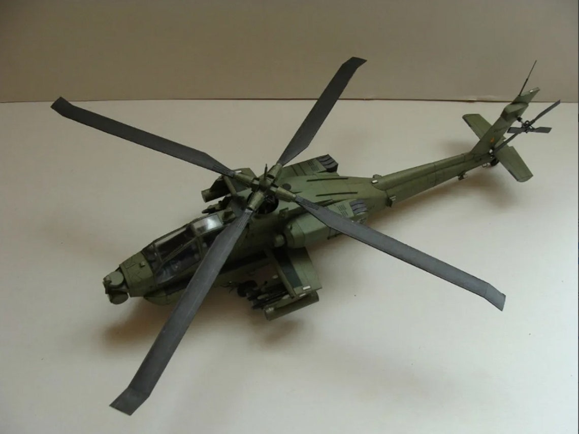 AH64 Apache Helicopter PaperCraft Paper Color Model Plans & Etsy