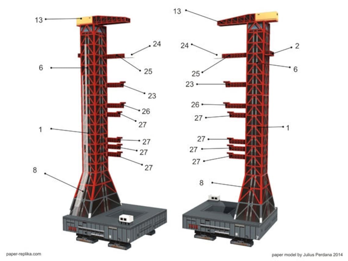 Saturn V Space Rocket and Platform Papercraft Paper Color Etsy