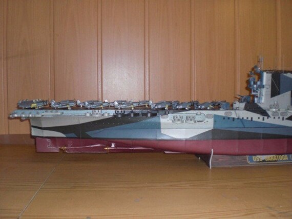 USS Saratoga CV-3 Aircraft Carrier Ship Papercraft Paper Color - Etsy