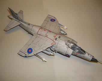 Harrier / Super Etendard 3D Attack Fighter Aircrafts PaperCraft Paper Color Model Plans & instructions files for print, cut and assembly