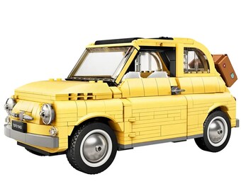 Fiat 500 car Building Blocks Classic Yellow scale model for Assembly Vehicle Bricks Toys For Boys children Kids Gift