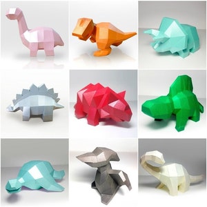 9 Dinosaurs PaperCraft, 3D paper models, paper craft, home decor, digital file plans, Diy paper models