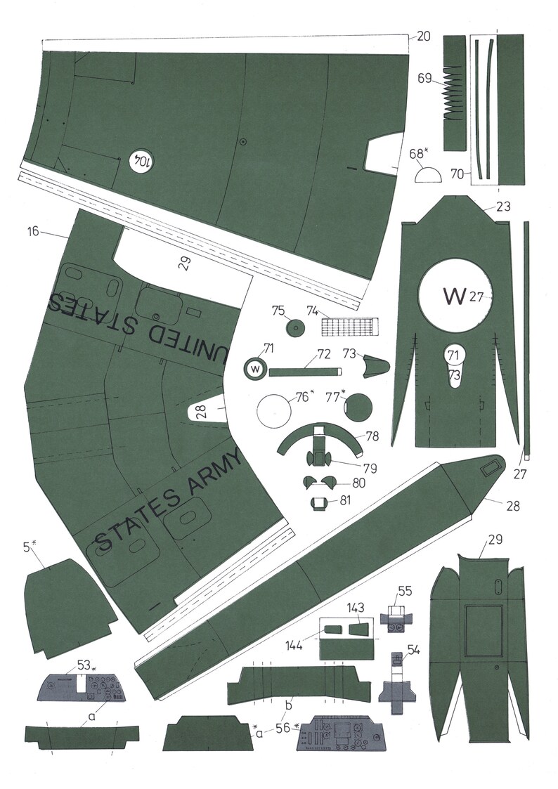 AH64 Apache Helicopter PaperCraft Color Model Plans y Etsy