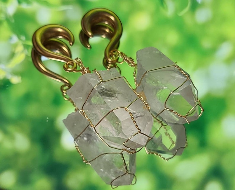 Quartz Gold Wire Wrapped Ear Weights 0g8mm