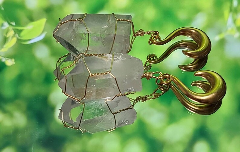 Quartz Gold Wire Wrapped Ear Weights 0g8mm